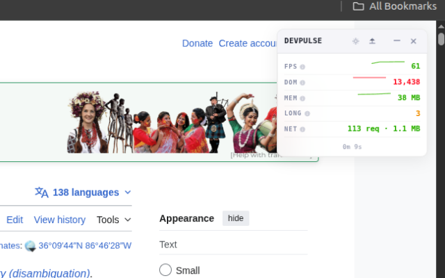DevPulse — Light theme performance HUD