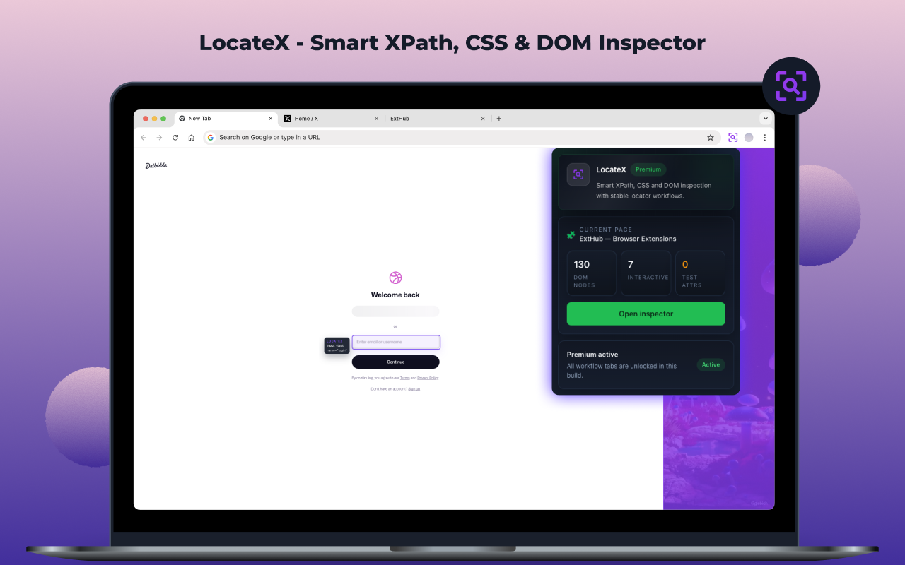 LocateX - live DOM inspection in the Chrome side panel