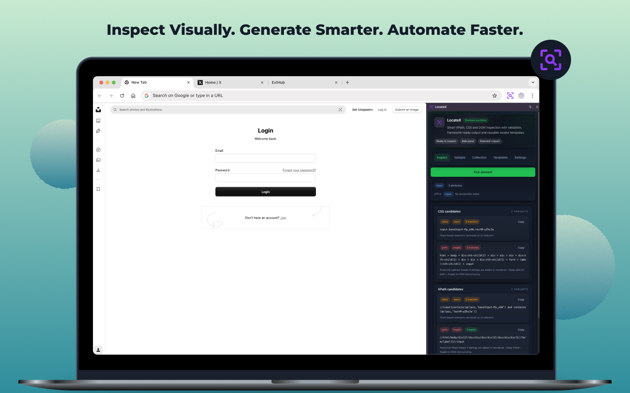 LocateX - generated XPath and CSS selectors