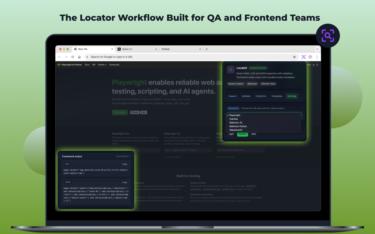 LocateX - selector validation and match counts