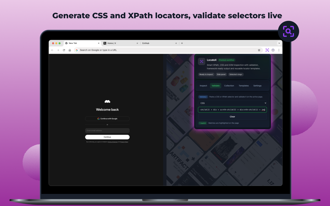 LocateX - reusable locator templates and saved collection