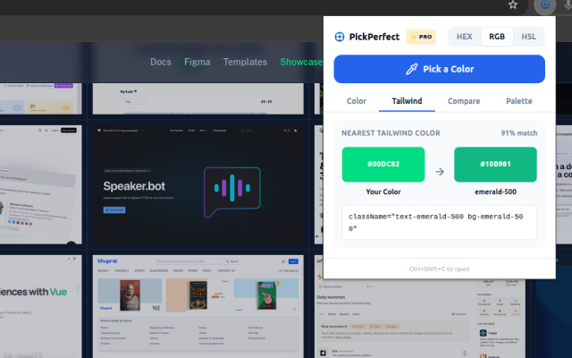 PickPerfect — Tailwind CSS color mapping