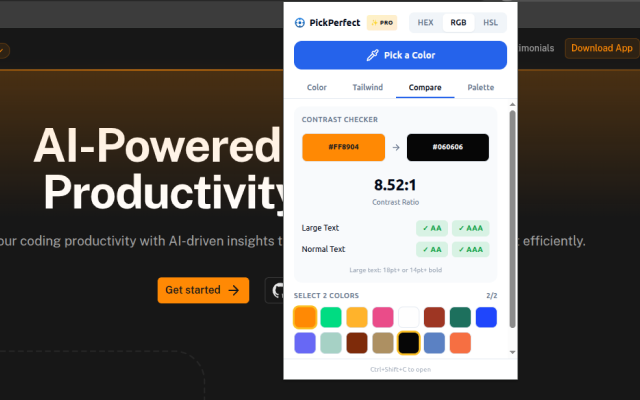 PickPerfect — WCAG contrast checker